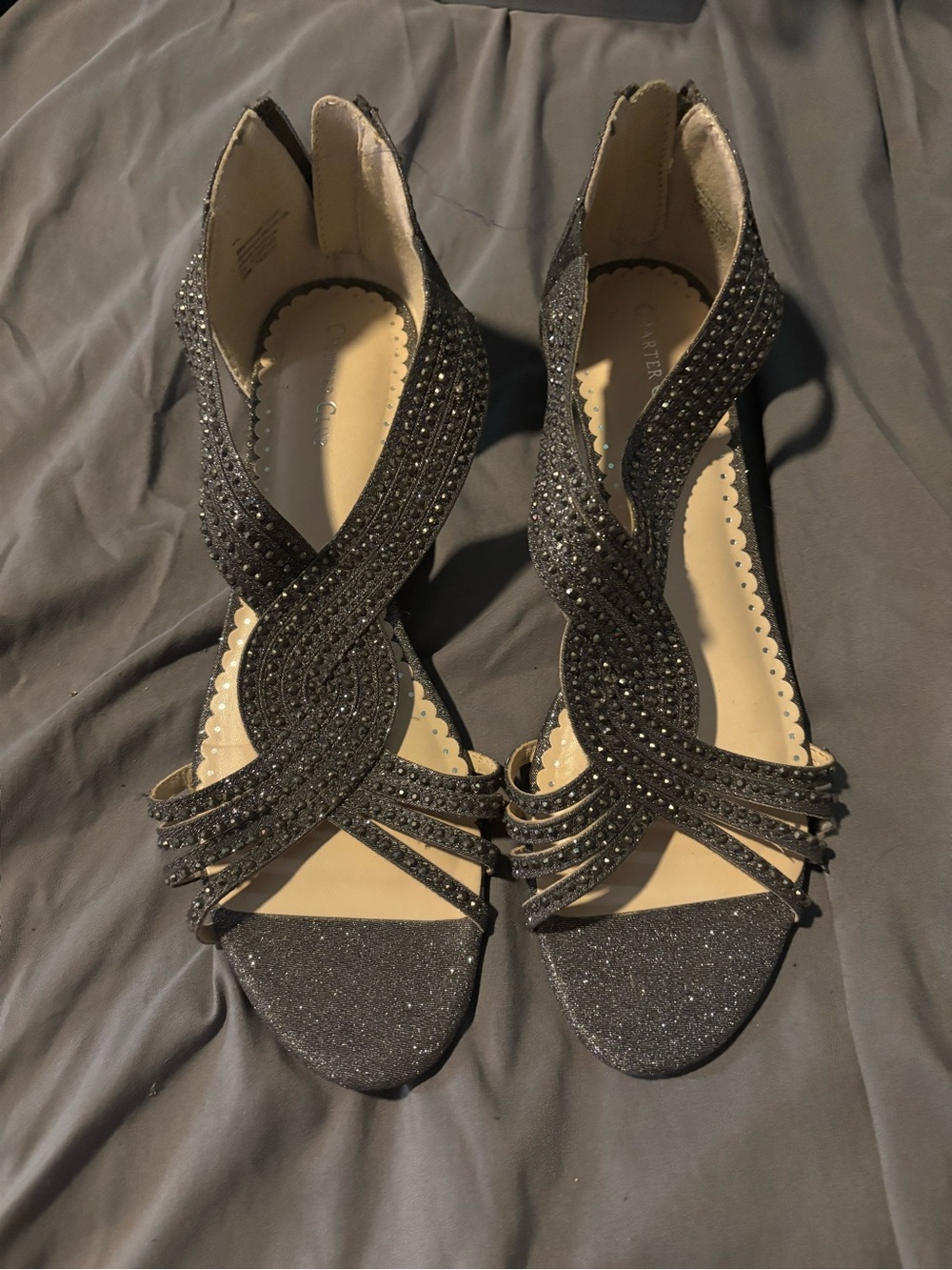 Sparkle Crisscross Women's Evening Sandals - Black